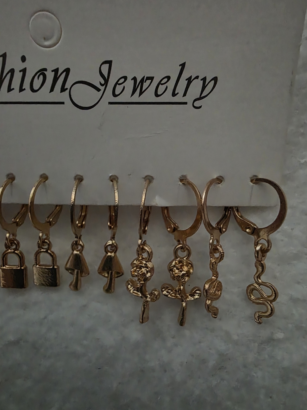 Fashion Jewelry Gold Charm Mini Hoop Earring Set - NEW - Picture 3 of 3